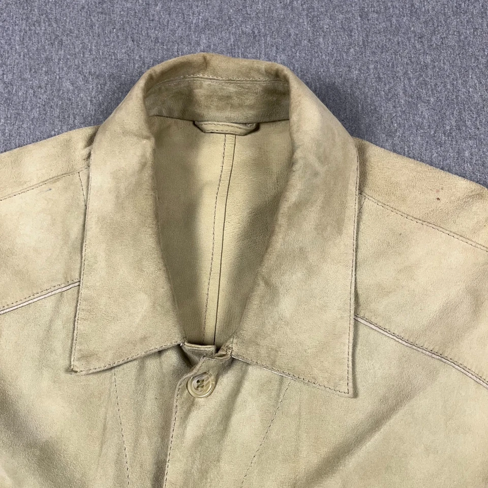 Chaqueta Milestone of Germany Para Hombres 48 Gamuza Cuero Camisa Cazadora Bolsillos Sin Forro Foto 3 de 4