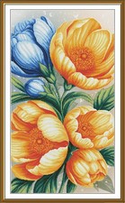 DIY Tinted canvas cross stitch kit The Magic of Flowers Bloom Craft Gift