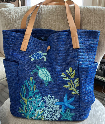 VERA BRADLEY CLASSIC SEA LIFE TURTLES TOTE NORTH STRAW BEACH