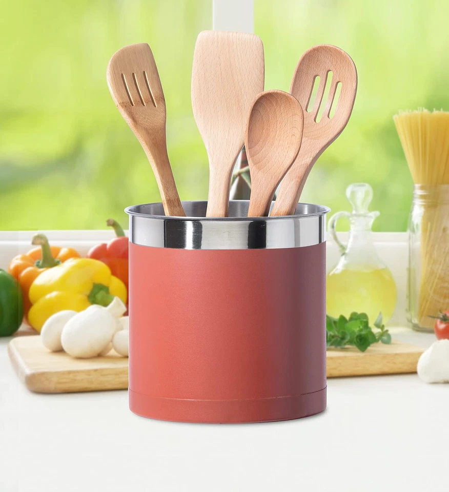 Держатель для посуды Jumbo из нержавеющей стали - 7-дюймовый контейнер для посуды, утяжеленное основание для ножей - Изображение 4 из 4