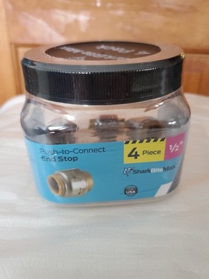*4pk* SharkBite Max 1/2'' Push-to-Connect Brass End Stop Fitting Pro Pack UR514J4