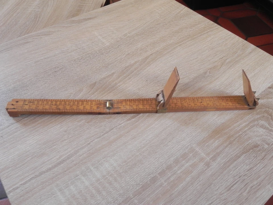 Pédimètre ancien (laiton/bois) - Mesure pieds pour cordonnier en l'état. - Photo 2/4