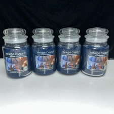 LOT OF 4-NEW-Yankee Candle MOONBEAMS ON PUMPKINS Large Jar 22oz Blue Housewarmer