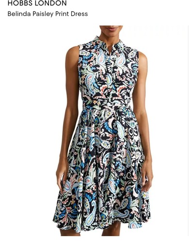 NWT Hobbs London Belinda Paisley Sleeveless Flared Dress Size US 10 $ 305