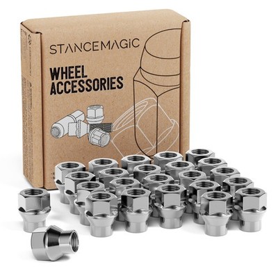 24pcs 12x1.5 Lug Nuts Chrome Silver Open ET Cone Conical Seat