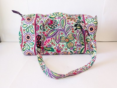 Vera Bradley Viva La Vera MED Duffle Bag Floral Cotton Weekender Handbag Travel