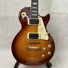 LP Jimmy Page Brown Flame Maple Top Electric Guitar Gold Parts USA Shipment