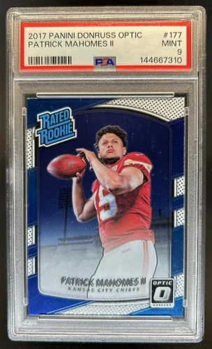 2017 Panini Donruss Optic Patrick Mahomes II RC Rated Rookie #177 Chiefs PSA 9
