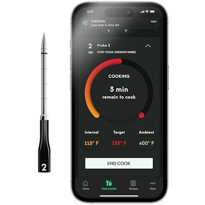 Smart Thermometer Add-on No. 2, Bluetooth/WiFi Enabled, Allows Monitoring of ...
