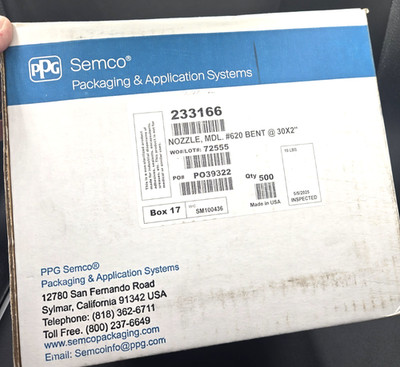 *500/Cs* PPG SEMCO 233166 Model #620 Precision Nozzle, 30-degree bend 6'' Long