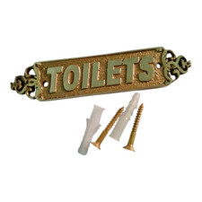 Vintage Solid Brass Toilet Door Sign Plaque   Nautical Style Bathroom Decor
