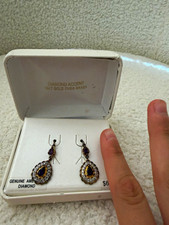 Teardrop Purple Amethyst Dangle Earrings w/ D...