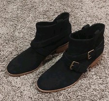 NWOT Cole Haan Womens Jensynn Black Suede/Antique Ankle Boots Size 6B
