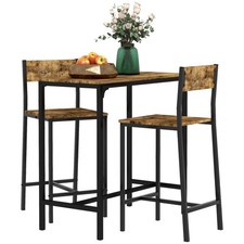 Produktbild - HOMCOM Bartisch Set 3-teilig, Esstisch mit 2 Barhocker, Sitzgruppe Refurbished