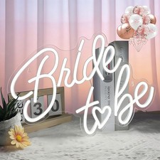 Bride to be Neon Sign, White Led Neon Light Signs for Bridal Shower Bachelorette