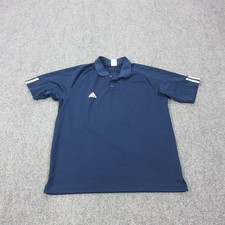 Adidas Polo Shirt Mens M Blue 100 Polyester Mesh Golf Moisture Wicking Logo