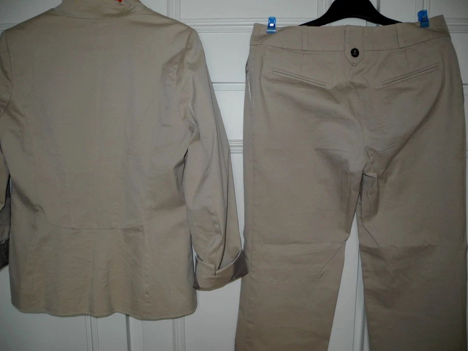Tailleur Veste et pantalon 123 1.2.3 beige avec surpiqûres t38 - Photo 3/4