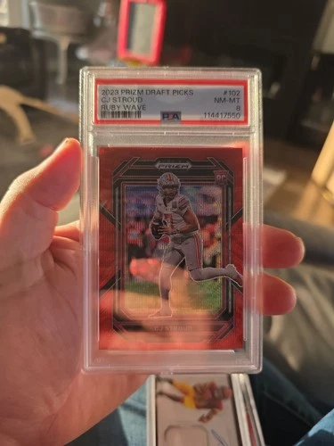 2023 Prizm Draft Picks CJ Stroud Ruby Wave #102 RC PSA 8