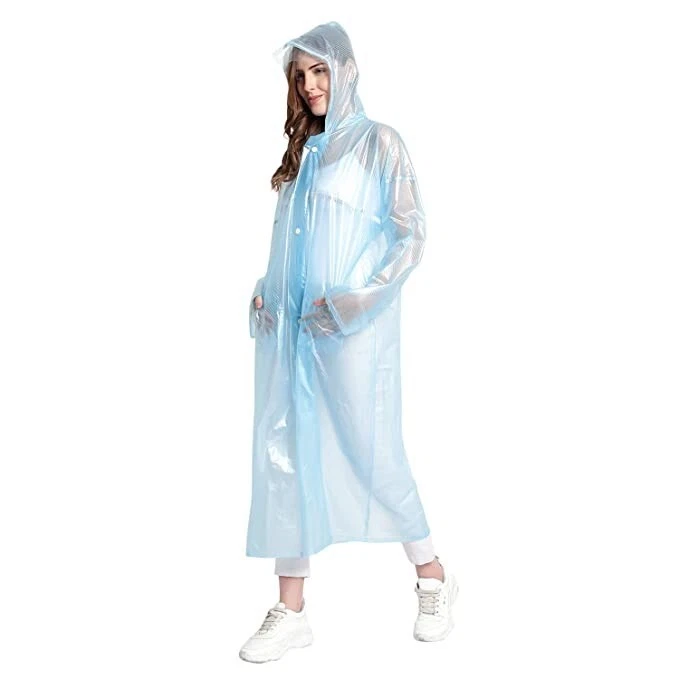 Unisex Transparent Zig-Zag Raincoat – Blue | Size M | Lightweight with Hood... - Image 2 of 4