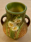 Roseville 580 Jonquil Vase Original Double Handle Daffodil Art Pottery 4 3/4"