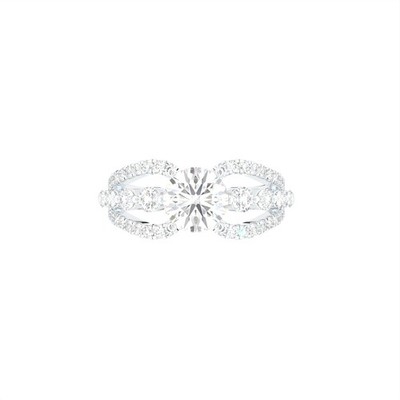 18K Weißgold Lab Grown Diamant Ring, rund Brillant Pavé Set, IGI zertifiziert