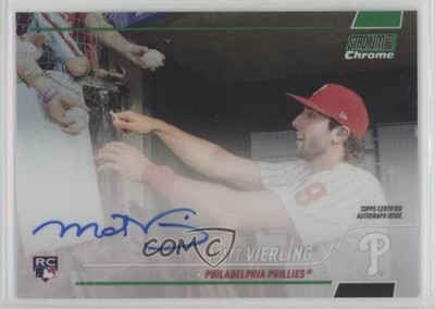 2022 Stadium Club Chrome Green Refractor 30/99 Matt Vierling Rookie Auto RC 6ns
