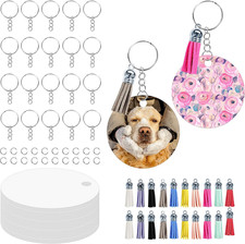 240 Pieces Metal Sublimation Keychain Blanks Bulk Round Double Sided Ornament
