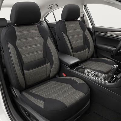 2x Sitzbezüge passend für Honda CR-V 3 ab 2006-2012 (Schwarz-Grau) | PRIME