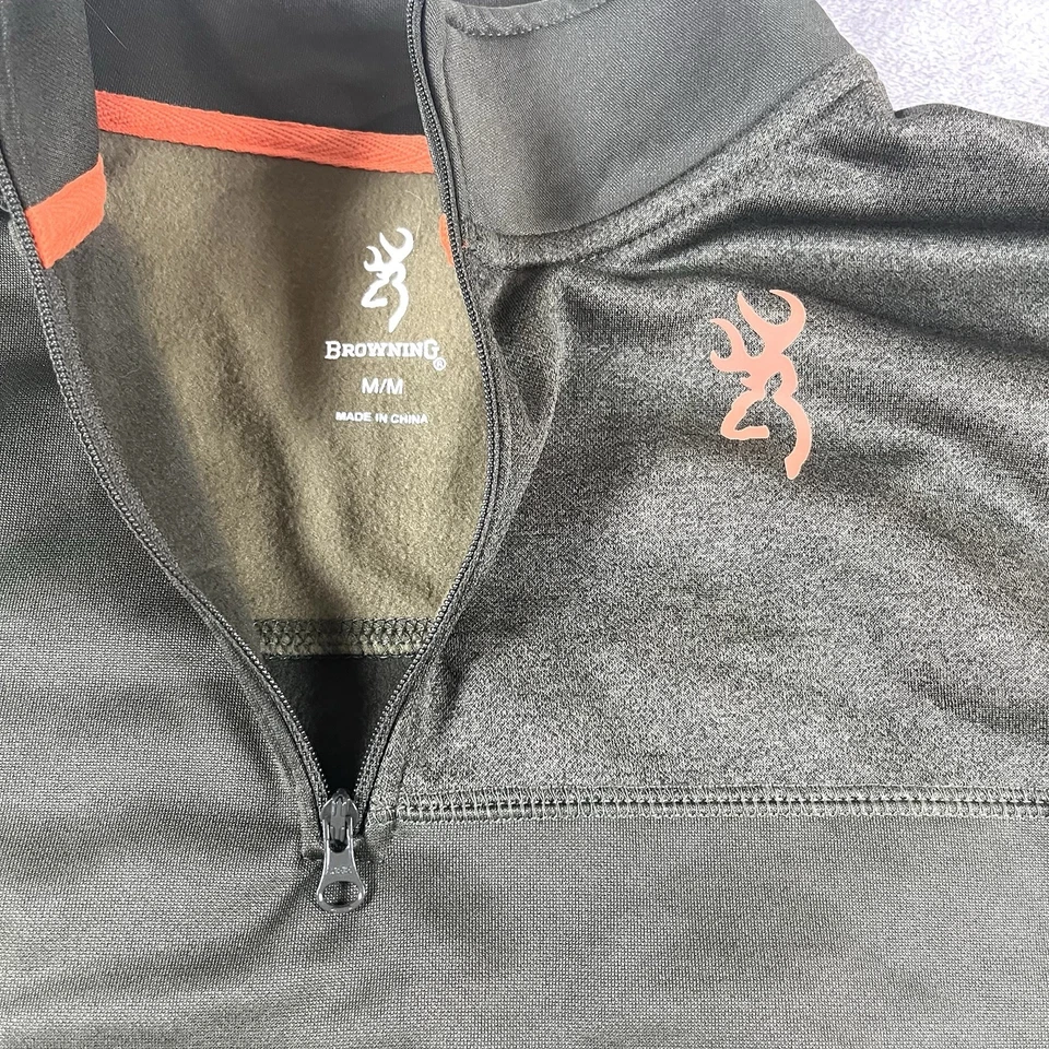 Browning Hunting 1/4 Zip Green Pullover Lot With 2 Hunting Hats Otto - Image 2 of 4