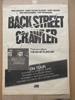 BACK STREET CRAWLER BAND PLAYS ON POSTER SIZED original music press advert from 