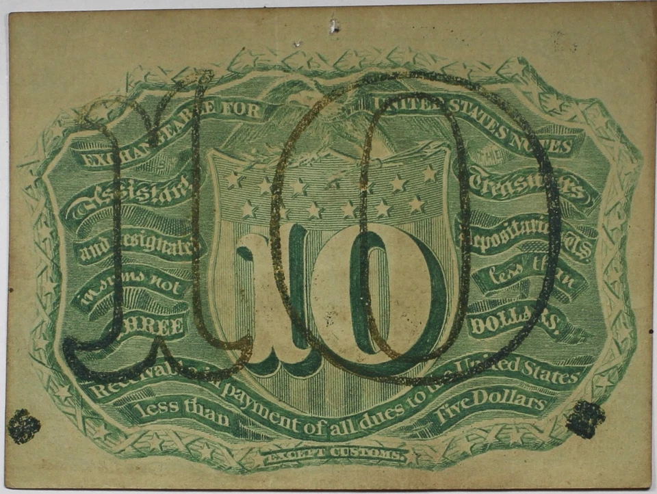 1863 10 Cents Fractional Currency XF+ Details Note Circulated P194 - Image 2 of 2