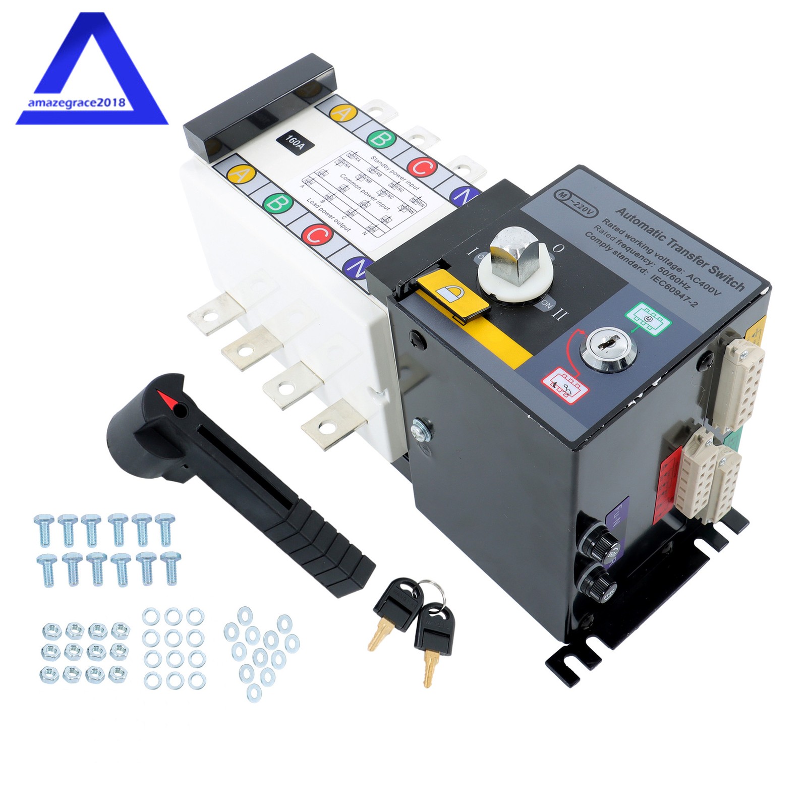 1PC Industrial Automatic Transfer Switch 160A 4P 110/220V Gr