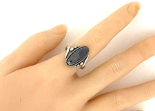 Vintage Wheeler Manufacturing Sterling Silver Faceted Hematite Gemstone Ring Sz8