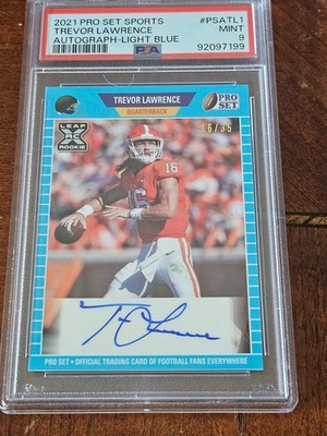 2021 Pro Set Sports Trevor Lawrence Autograph Light Blue 16/35 PSA 9 Pop. 1!