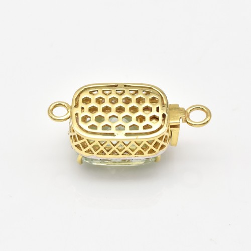 18KT Gold/Natural GREEN BERYL/AQUAMARINE/Diamond/W24MM/L11MM/H9MM/4.45Gr/$3255.0 - Picture 4 of 6