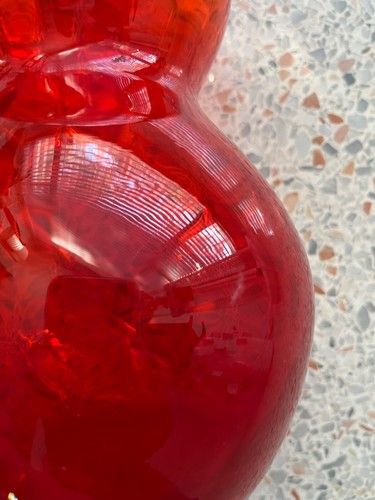 MCM Empoli glass triple gourd decanter no stopper red Italian midcentury vintage - Picture 6 of 7