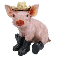 Statue modèle cochon avec bottes en fonte figurine sculpture de collection or...