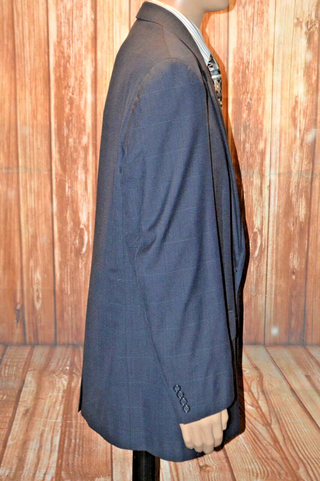 Vintage Burberrys Men Check Wool Navy Blue 2 Front Button Suit Sz 44L Wst 36x28 thumbnail 7