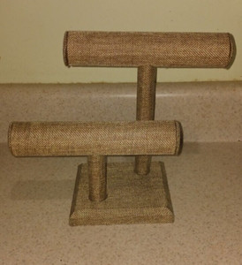 Set of 2 Bracelet Display Stands Burlap Black Velvet Jewelry Retail