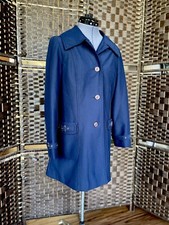 Vintage 70s 60s polyester leisure suit jacket coat blazer navy buckles belts L
