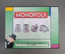 Monopoly 4 pc Sculpted Ceramic Drinkware Shotglass Set - 2 oz. Each (GSHF1)
