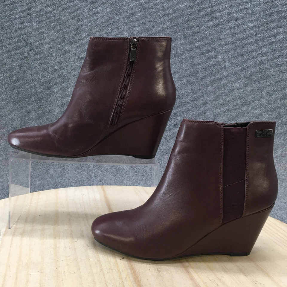 Kenneth Cole Reaction Botas Mujer 9.5 Marcy Botines Cuña Cuero Rojo Foto 2 de 4