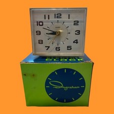 Vintage Ingraham Wards Electric Alarm Clock Made In USA 45-9500 w/Original Box