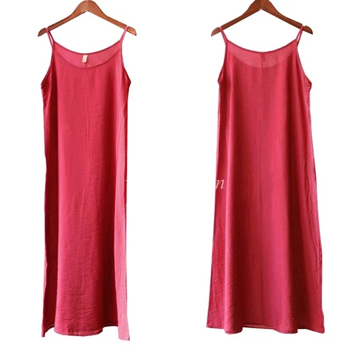 New Women Under Slip Dress Cotton Silk Camisole Full Slip Dress Loose Petticoat - Picture 16 of 33