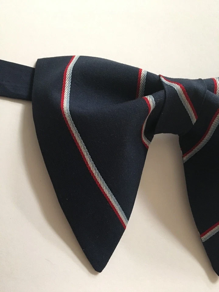 Pajarita hecha a mano azul marino/rojo/blanco a rayas estilo vintage años 70 corbata preatada Foto 2 de 3
