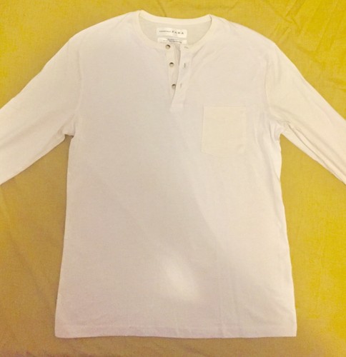 ZARA MAN White Henley Long Sleeve T 