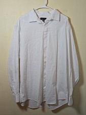 Alfani Dress Shirt Regular Fit Mens Long Sleeve Size XL 17-17.5 White