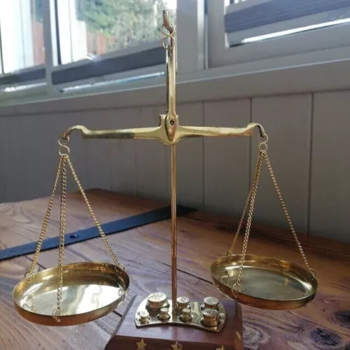 Exquisite 7"Ornate Brass Decorative Weighing Scale Balance Tarazu with wts Gift