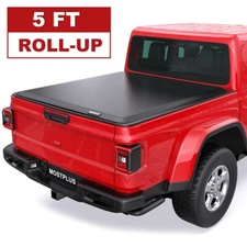 5FT Roll-Up Soft Vinyl Truck Bed Tonneau Cover For 2020-2025 Jeep Gladiator