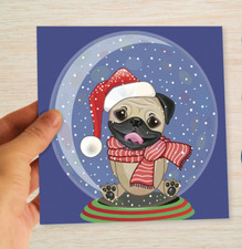 Mops Schneekugel Weihnachtskarten Mops Weihnachtskarten für Hundeliebhaber